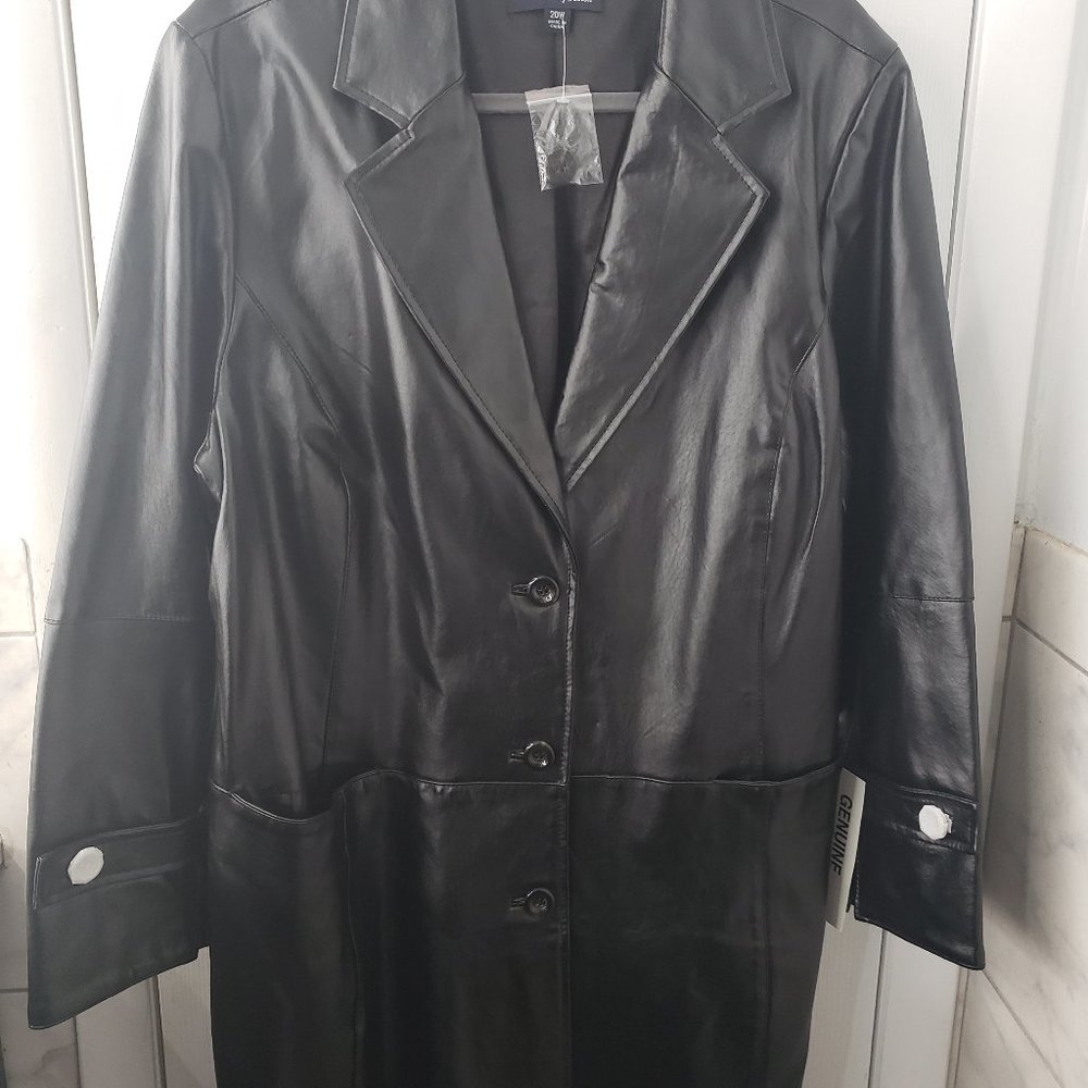 Plus Size Genuine Leather Coat